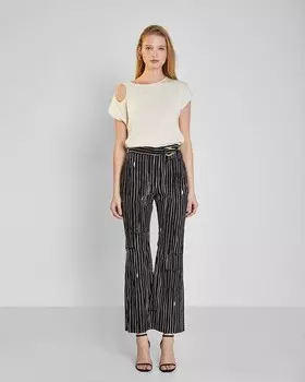 Женские брюки-клеш в асимметричную полоску Trucco, черный