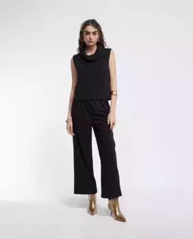 Женские брюки-кюлоты длиной до щиколотки с регулируемой талией Lola Casademunt, черный