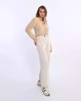 Женские брюки-кюлоты с завышенной талией и поясом Lili Sidonio, кремовый