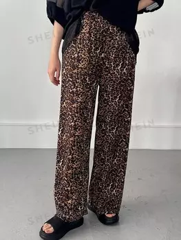 Женские брюки, леопардовый принт, Simple Daily Dazy, коричневый