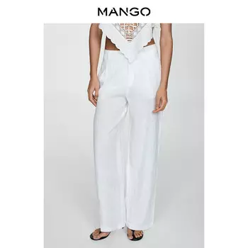 Женские брюки Mango льняные, белый