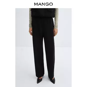 Женские брюки Mango прямые деловые, черный