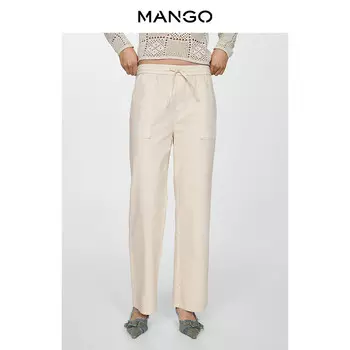Женские брюки Mango с эластичным поясом, белые