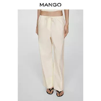 Женские брюки Mango с широкими штанинами, светло-бежевый