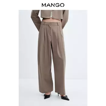 Женские брюки Mango широкие, коричневый