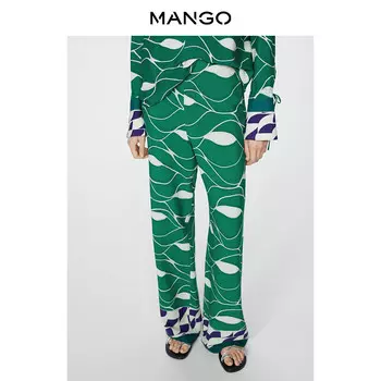 Женские брюки Mango со средней талией и принтом, зеленый