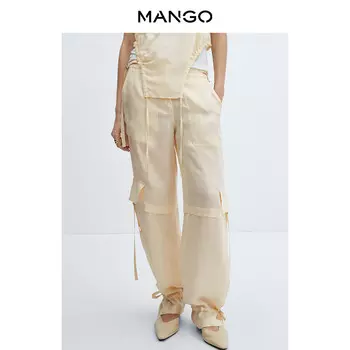 Женские брюки Mango тонкие, светло-бежевый