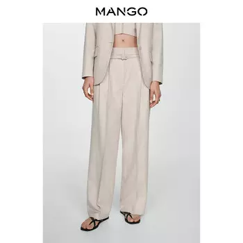 Женские брюки Mango в деловом стиле, светло-бежевый