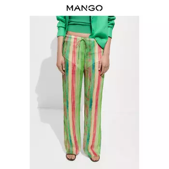 Женские брюки Mango в полоску, зеленый