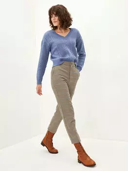 Женские брюки-морковки в клетку с нормальной талией и удобной посадкой LCW Casual