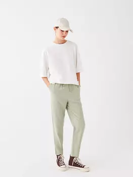 Женские брюки морковного кроя с эластичной резинкой на талии LCW Casual, светлый хаки