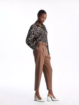 Женские брюки морковного кроя с поясом на талии LCW Vision, коричневый