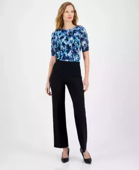 Женские брюки на резинке с широкими штанинами Anne Klein, черный