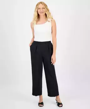 Женские брюки на резинке с широкими штанинами до щиколотки Anne Klein, черный