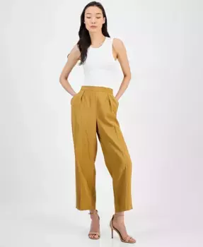 Женские брюки на резинке с широкими штанинами до щиколотки Anne Klein, коричневый