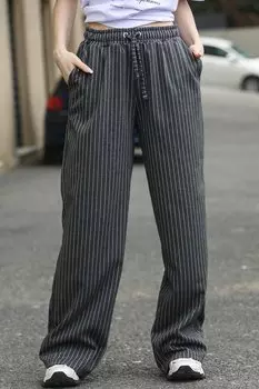 Женские брюки оверсайз в антрацитовую полоску MG1809 MADMEXT