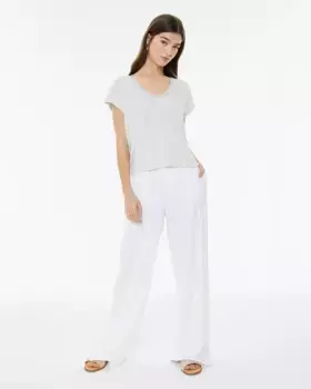 Женские брюки-палаццо из льна с застежкой на пуговицы и молнию System Action, белый