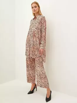 Женские брюки палаццо из вискозы с эластичным поясом и узором LCW Modest