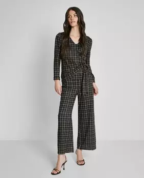 Женские брюки палаццо с клетчатым принтом Trucco, черный