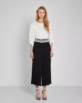 Женские брюки палаццо с поясом с бахромой Trucco, черный