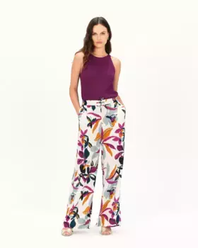 Женские брюки-палаццо с принтом и кулиской Caroll, фиолетовый