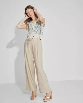 Женские брюки-палаццо со складками и застежкой сбоку Nalle, бежевый