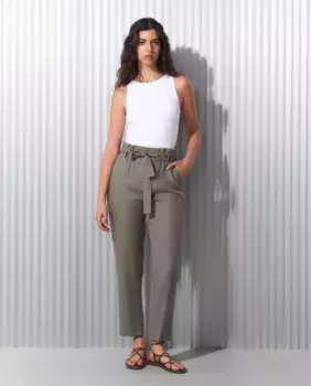 Женские брюки пике paperbag Easy Wear, хаки