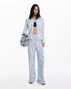 Женские брюки плиссированные с принтом Desigual, синий