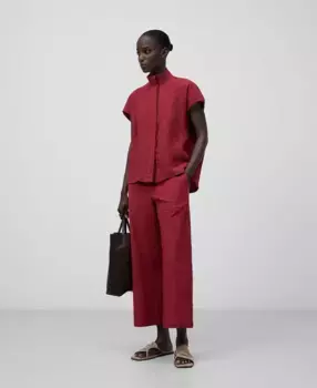 Женские брюки прямого кроя из хлопка длиной до щиколотки Adolfo Dominguez, бордовый