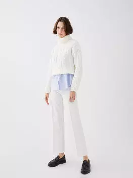 Женские брюки прямого кроя из крепа стандартного кроя LCW Casual