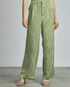 Женские брюки прямого кроя с фактурой и высокой талией Alma en Pena, зеленый