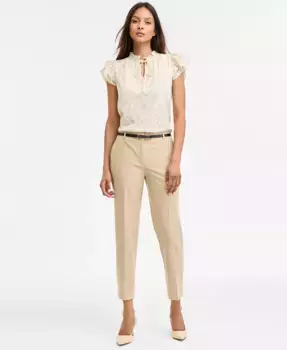 Женские брюки прямого кроя с поясом Anne Klein, коричневый/бежевый