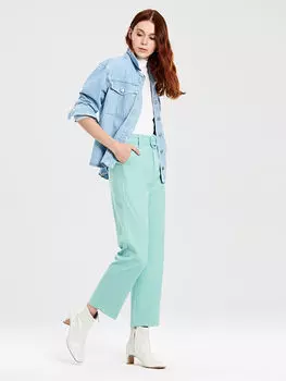 Женские брюки прямого кроя с поясом LCW Casual