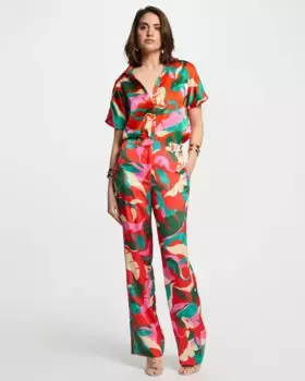 Женские брюки прямого кроя с принтом и карманами Morgan, мультиколор