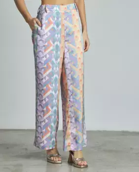 Женские брюки прямого кроя с высокой талией и набивным рисунком Alma en Pena, мультиколор