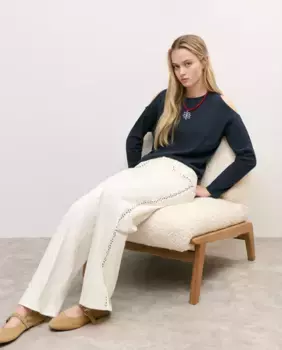 Женские брюки прямого кроя с заклепками Brownie, цвет Crudo