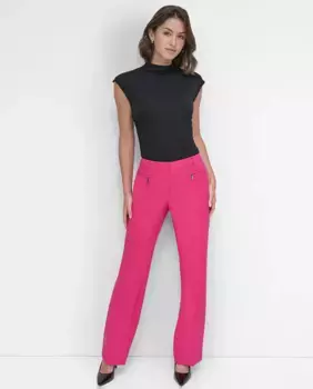 Женские брюки прямого кроя со складками DKNY, фуксия