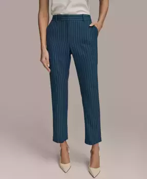 Женские брюки прямого кроя в полоску Donna Karan New York, синий