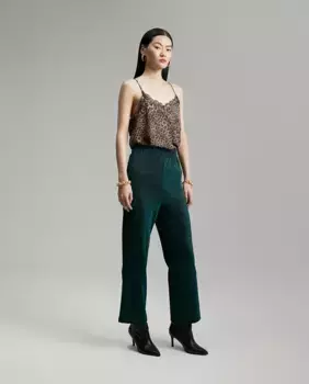 Женские брюки прямого покроя длиной до щиколотки с эластичной талией Lola Casademunt, зеленый