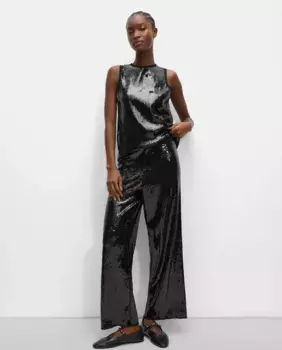 Женские брюки расклешенный низ с пайетками и эластичным поясом Parfois, чёрный