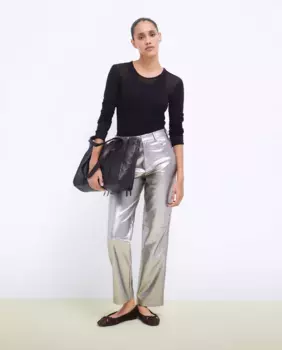 Женские брюки с эффектом кожи Tintoretto, серебряный