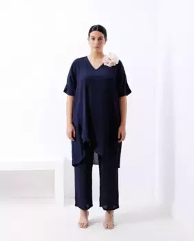 Женские брюки с эффектом помятости Couchel, тёмно-синий