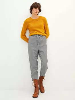 Женские брюки с эластичной резинкой на талии и удобной посадкой в клетку с карманами LCW Vision