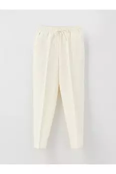 Женские брюки с эластичной талией и прямой строчкой LC Waikiki, бежевый