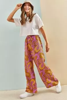 Женские брюки с эластичной талией и завязками спереди Bianco Lucci, розовый