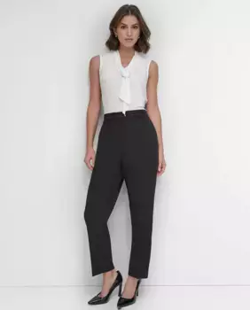 Женские брюки с эластичным поясом и логотипом бренда «DKNY», черный