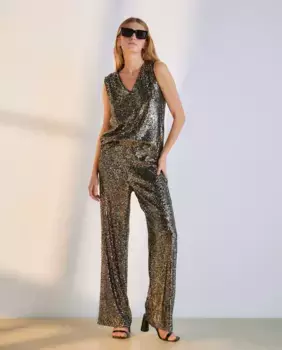 Женские брюки с круглыми пайетками Woman El Corte Ingls, цвет 390 Oro