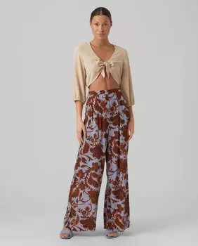 Женские брюки с принтом и завышенной талией Vero Moda, светло-синий