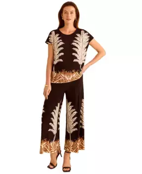 Женские брюки с принтом на резинке и широкими штанинами Vince Camuto, мультиколор