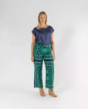 Женские брюки с принтом с эффектом платка October, цвет Azul ndigo